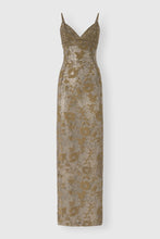Load image into Gallery viewer, Long tulle gown with lace embroidery and tonal crystals