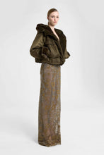 Load image into Gallery viewer, Long tulle gown with lace embroidery and tonal crystals