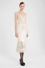 Load image into Gallery viewer, Silk satin lingerie midi dress with Rebrodé lace