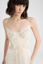 Load image into Gallery viewer, Short silk satin lingerie dress with Rebrodé lace