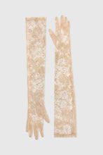 Load image into Gallery viewer, Long couture embroidered tulle gloves with crystals