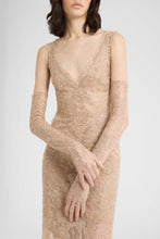 Load image into Gallery viewer, Long couture embroidered tulle gloves with crystals