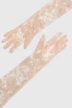 Load image into Gallery viewer, Long couture embroidered tulle gloves with crystals