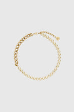Load image into Gallery viewer, Pearl necklace with crystal-embellished chain