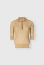 Load image into Gallery viewer, Cotton and lurex polo with embroidered tulle collar