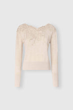 Load image into Gallery viewer, Pure Merino Wool V-Neck Sweater with Lace Detail