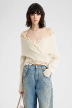 Load image into Gallery viewer, Pure Cashmere Wrap Cardigan with Couture Lace Details