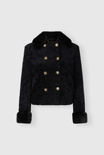 Load image into Gallery viewer, Double-breasted jacket in Astrakhan-effect fabric with mink-effect details
