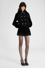 Load image into Gallery viewer, Double-breasted jacket in Astrakhan-effect fabric with mink-effect details