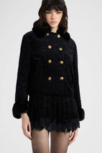 Load image into Gallery viewer, Double-breasted jacket in Astrakhan-effect fabric with mink-effect details
