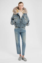 Load image into Gallery viewer, Tailored cigarette jeans with tweed-effect finish