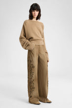 Load image into Gallery viewer, Baggy Trousers in Viscose Marocain with Floral Embroidery