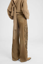 Load image into Gallery viewer, Baggy Trousers in Viscose Marocain with Floral Embroidery