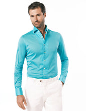 Load image into Gallery viewer, HANDMADE PIQUE KNIT ONE PIECE BUTTON DOWN COLLAR AQUA