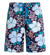 Load image into Gallery viewer, Men Long Stretch Swim Trunks Tropical Turtles
