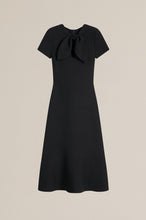 Load image into Gallery viewer, CREPE KNIT CRAVAT DRESS - BLACK
