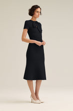 Load image into Gallery viewer, CREPE KNIT CRAVAT DRESS - BLACK