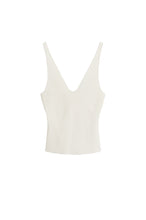 Load image into Gallery viewer, CREPE KNIT V NECK SINGLET - CREAM