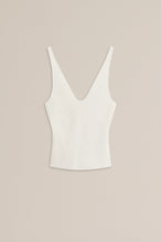 Load image into Gallery viewer, CREPE KNIT V NECK SINGLET - CREAM