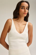 Load image into Gallery viewer, CREPE KNIT V NECK SINGLET - CREAM
