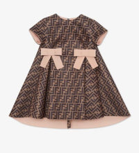 Load image into Gallery viewer, Fendi SS neoprene dress with bows and allover FF