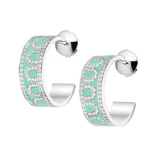 Load image into Gallery viewer, L'Arc de DAVIDOR Creole Earring PM, 18k White Gold with Lacquered Ceramic and Palais Diamonds - DAVIDOR
