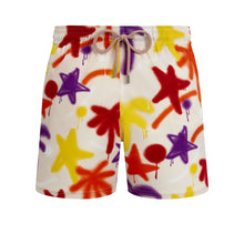 Load image into Gallery viewer, Stretch Short Swim Shorts Spray Paint - VBQ x Palm Angels