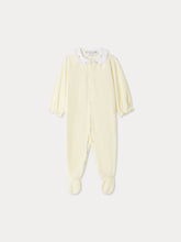 Load image into Gallery viewer, Tintina velvet pajamas with cherry embroidered collar in organic cotton