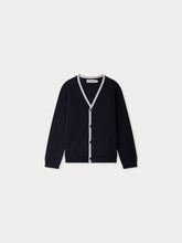 Load image into Gallery viewer, Cardigan navy with stripes
