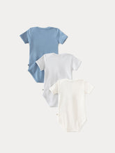 Load image into Gallery viewer, Set of Three Organic Cotton Baby Onesies sky blue