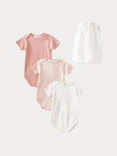 Load image into Gallery viewer, Set of Three Baby Organic Cotton Onesies pale pink