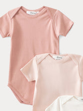 Load image into Gallery viewer, Set of Three Baby Organic Cotton Onesies pale pink