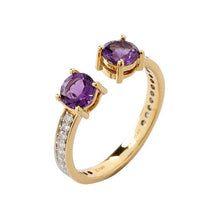 Load image into Gallery viewer, 18k yellow gold ring with Amethyst and diamonds