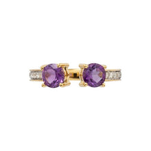 Load image into Gallery viewer, 18k yellow gold ring with Amethyst and diamonds