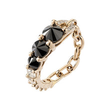 Load image into Gallery viewer, 18k white gold ring with black diamonds and diamonds