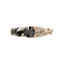 Load image into Gallery viewer, 18k white gold ring with black diamonds and diamonds
