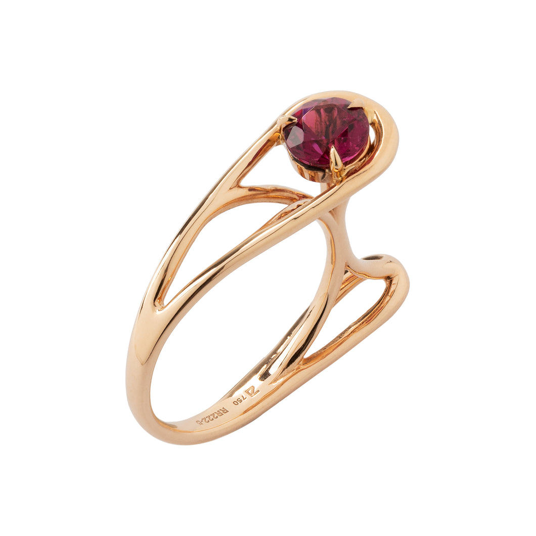 18k rose gold ring with Rubellite