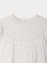 Load image into Gallery viewer, Leocardie dress hand-embroidered in organic cotton voile and Calais lace