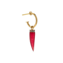 Load image into Gallery viewer, 18k yellow gold earring with red quartz and diamonds