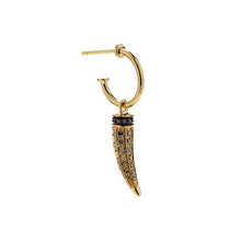 Load image into Gallery viewer, 18k yellow gold earring with brown diamonds and black diamonds