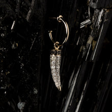 Load image into Gallery viewer, 18k white gold earring with diamonds and black diamonds