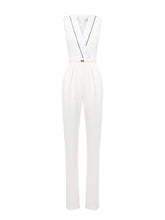 Load image into Gallery viewer, Jumpsuit in lightweight crêpe fabric with tuxedo details