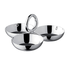 Load image into Gallery viewer, Small silver-plated 3-bowl snack dish