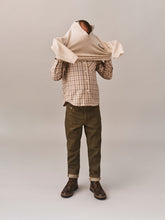 Load image into Gallery viewer, Beige plaid pointed collar tango shirt