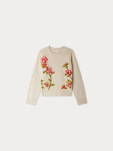 Load image into Gallery viewer, Gillia sweater in jacquard and hand-embroidered flowers