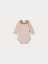 Load image into Gallery viewer, Pink Swan bodysuit with Liberty fabric collar in organic cotton