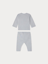 Load image into Gallery viewer, Timi printed set with American neckline in blue-grey organic cotton