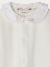 Load image into Gallery viewer, Tintina velvet pajamas with embroidered stars and moons in velvet collar