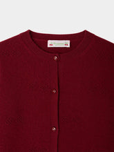 Load image into Gallery viewer, Burgundy Manon cardigan with cherries in cashmere