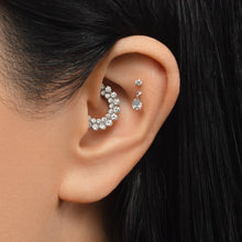 Load image into Gallery viewer, Floating Pear Diamond Charm Threaded Stud Earring (4mm)